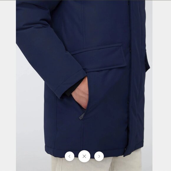 NEW 👌 QUARTZ Co. NWOT Champlain Forward Hooded Down Navy Blue Puffer Parka XS - Picture 5 of 16